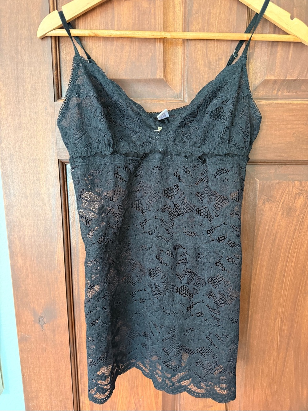 Intimo Black Lace Chemise Slip